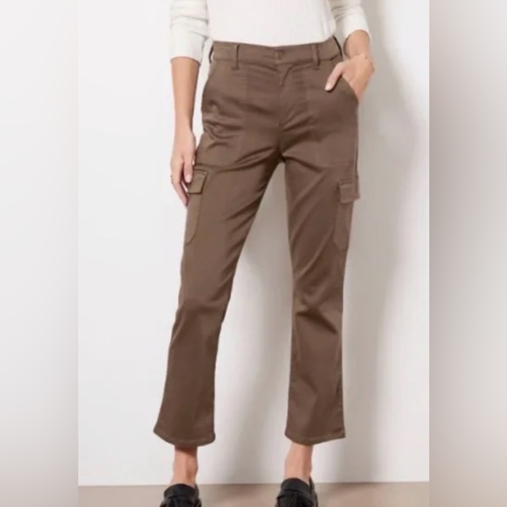 EVEREVE Larissa Cropped Cargo US 26 or 2 Fatigue Chocolate Brown Wide Leg Cotton